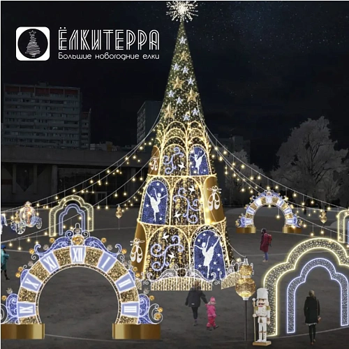 Искусственная уличная елка с комплектом оформления Балет, высота 10 м